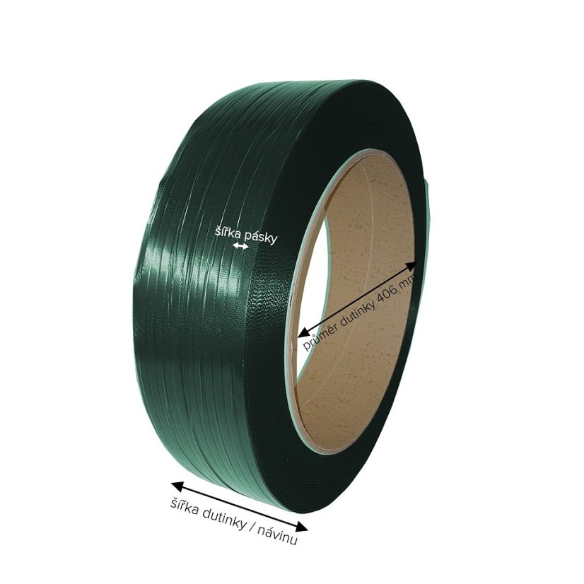 PET vázací páska ZELENÁ 12,5 x 0,66mm návin 2000m