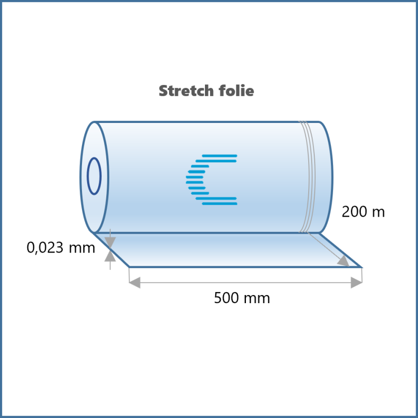 Ruční stretch fólie BEZ DUTINKY BÍLÁ 200 m - 23 my / 500 mm