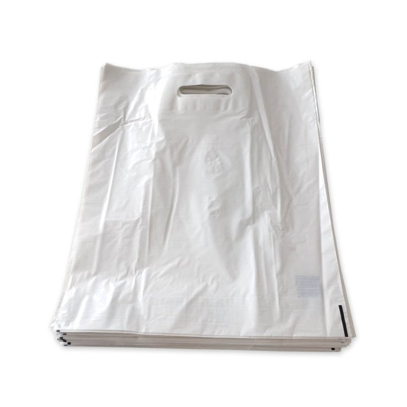 Plastiktasche mit Griff, WEISS, 38 x 45 cm, Packung 100 Stk