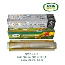 Výhodný balíček Fresh'n'Roll - Alobal 30cm / 50m + Potravinová fólia 30cm / 300m + Náhradná rolka 30cm / 300m