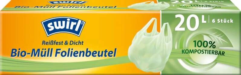 SWIRL BIO kompostovatelné pytle s uchy 20L - role 6 ks