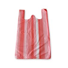 Mikrotenová taška trhacia ČERVENO-BIELA - 10 kg - 28 x 50 cm - blok 100 ks