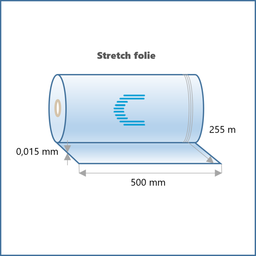 Ruční stretch fólie TRANSPARENT 2 kg ÚSPORNÁ - 15 my / 500 mm