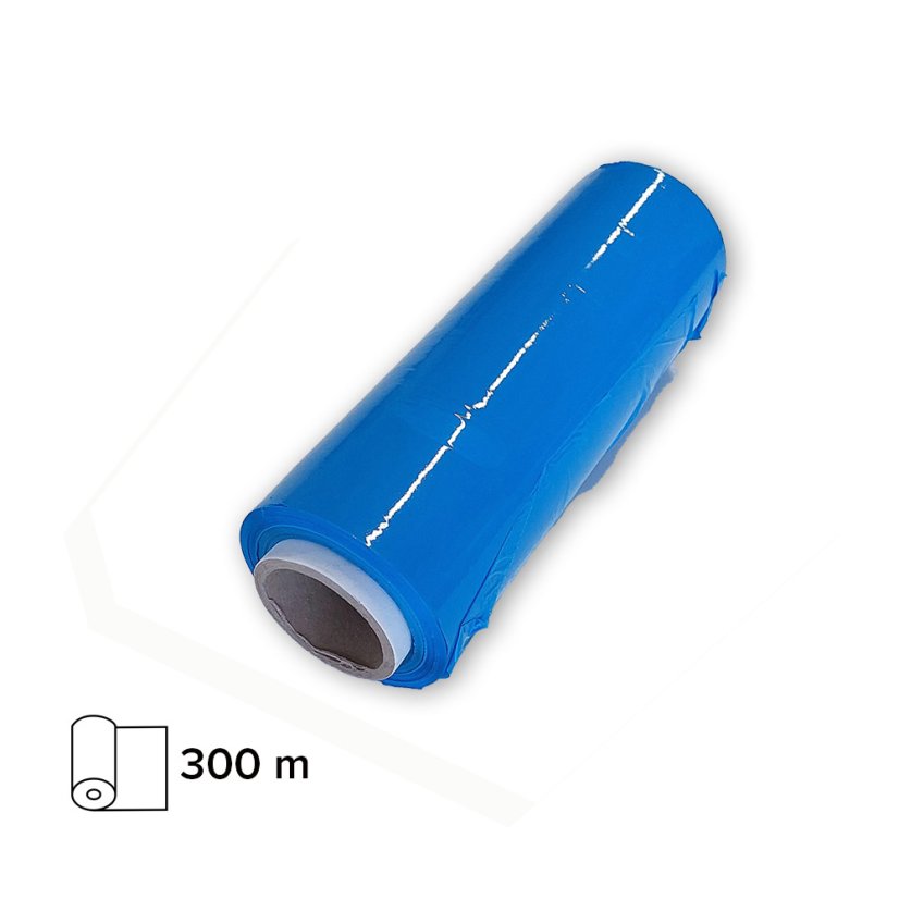 Ručná stretch fólia MODRÁ 25 cm - 300 m - 23 my / 250 mm