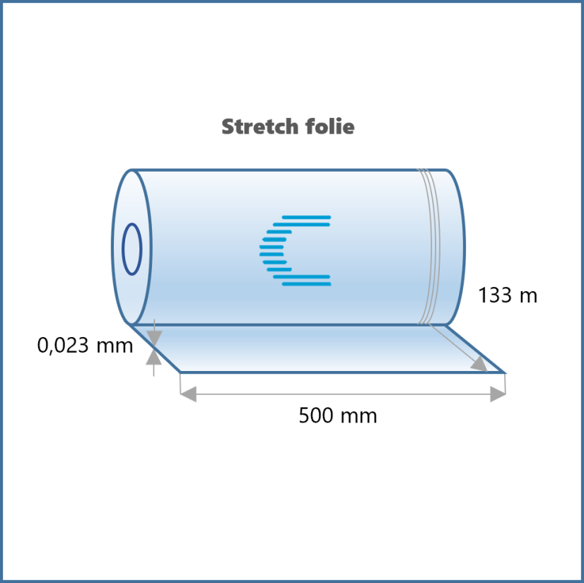 Ruční stretch fólie BEZ DUTINKY BÍLÁ 133 m - 23 my / 500mm