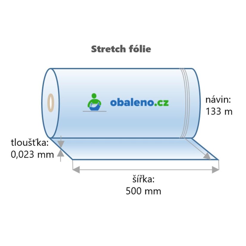 Ruční stretch fólie BÍLÁ 2,1kg - 23my / 500mm