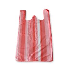 Mikrotenová taška trhacia ČERVENO-BIELA - 10 kg - 28 x 50 cm - blok 100 ks