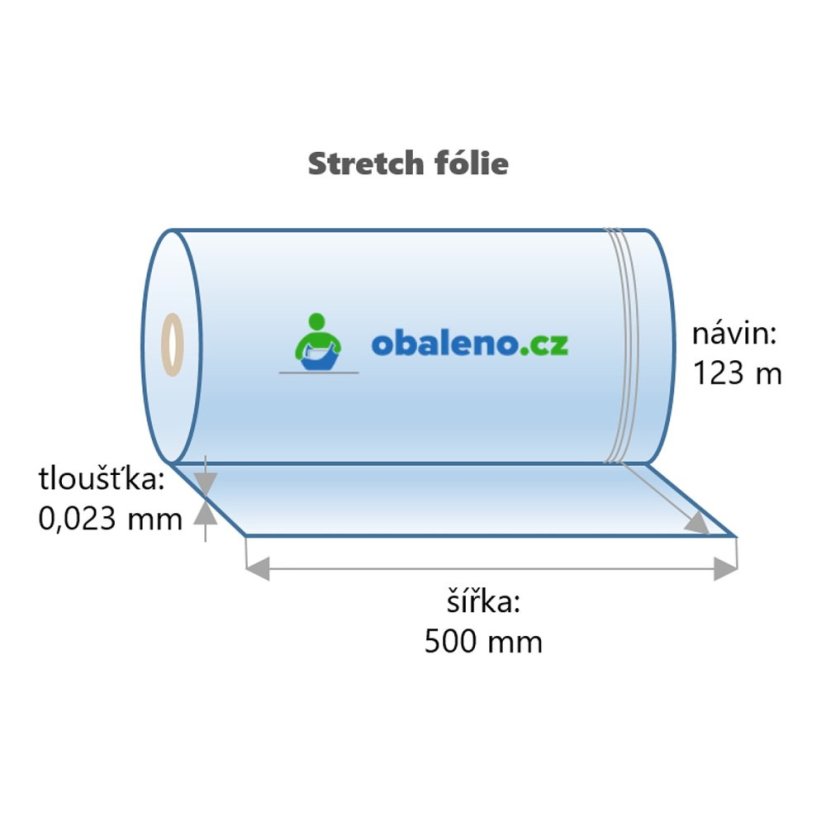 Ruční stretch fólie TRANSPARENT 2kg - 23my / 500mm