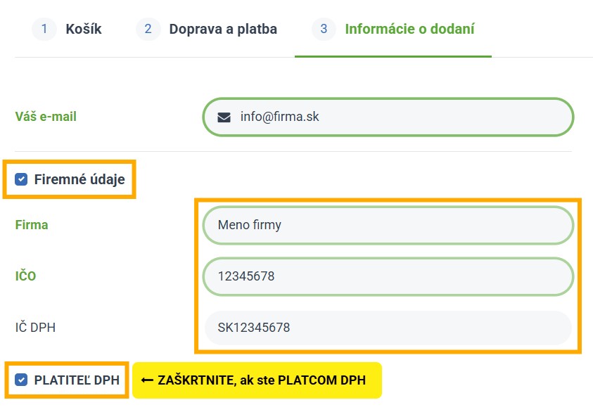 Platiteľ DPH - vyplnenie údajov