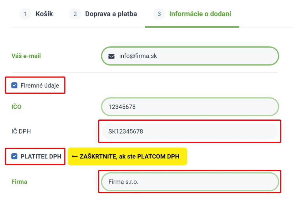 Platiteľ DPH - vyplnenie údajov